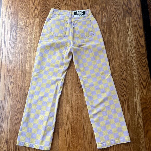 The Ragged Priest Yellow and Purple Checkered Jeans - Picture 3 of 3
